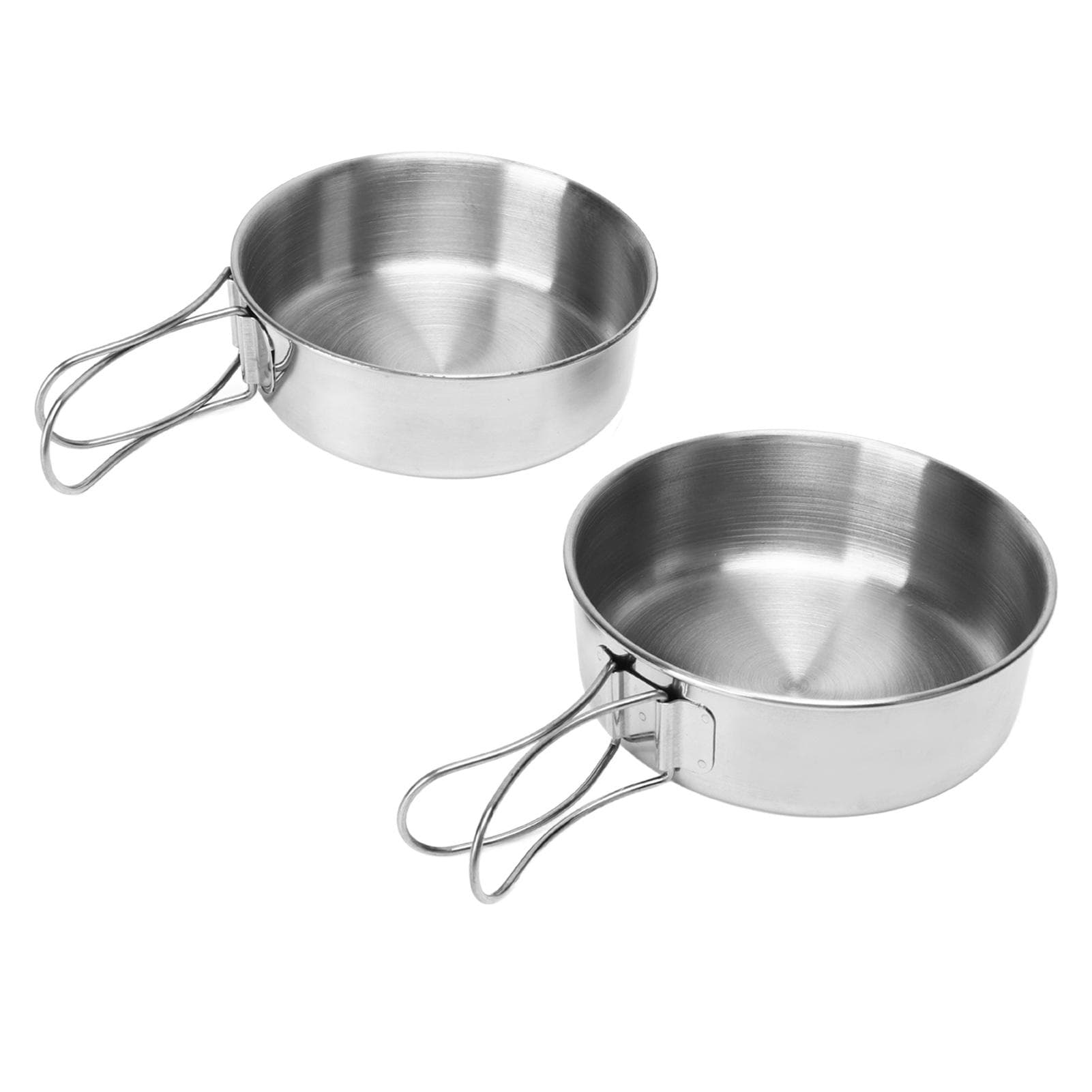 Outdoor Stainless Steel Bowl Portable Mini Camping Bowl with Foldable Handle for Camping Cookware