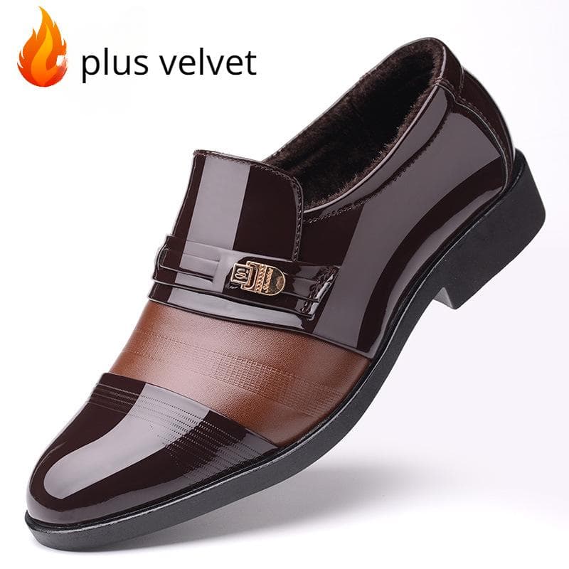 All Seasons Bright Leather Overshoes Business Dress Men's Leather Shoes 42