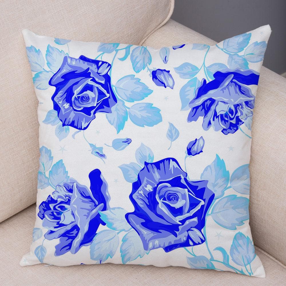 Rose Red Flower Pillowcase Decorative Bird Flower Plant Pillowcase Cushion Sofa Home Car 50x50cm