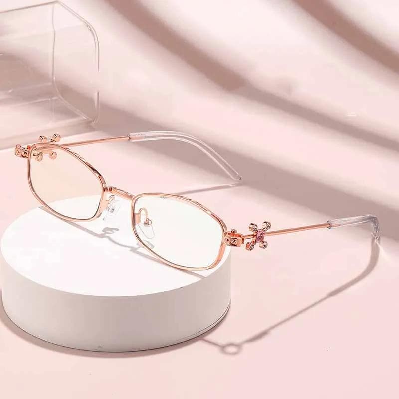Elegant Oval Optical Glasses Unisex Anti Blue Light Luxury Diamond Legs Sunglasses Protect Eyes