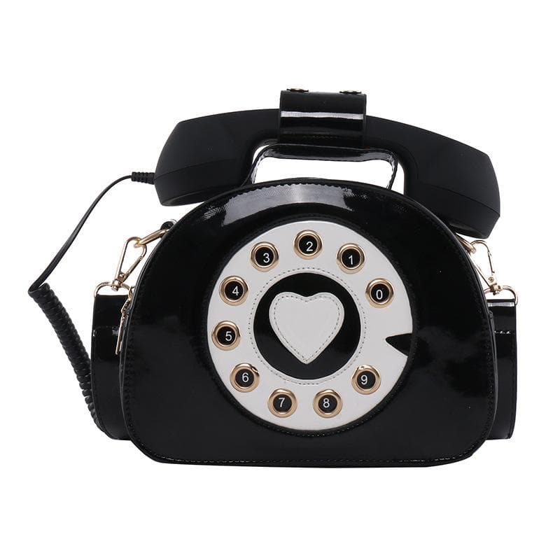 Stylish Women Telephone Shaped Crossbody PU Leather Shoulder Bag Female Casual Handbag Shopping Street School Satchel Tote Purse black
