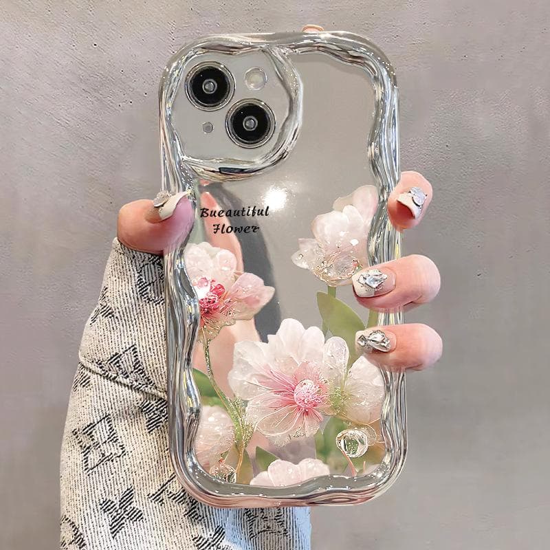Spring Crystal Flower Suitable for Apple 15 Mobile Phone Case Iphone14/13 Electroplated Silver Pattern 11/12 Full-in Silicone Soft iPhone 6s Plus