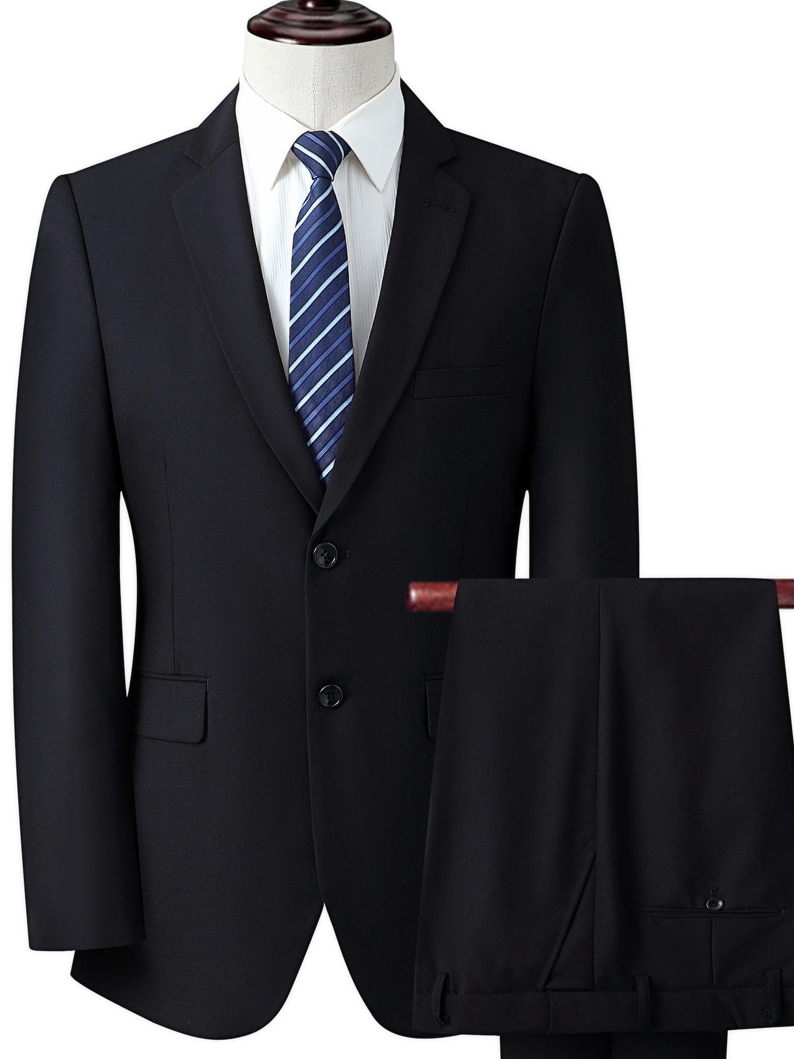 Formal 2 Pieces Set, Men's Two Button Suit Jacket & Dress Pants Suit Set for Business Dinner Wedding Party - for Men - Suitable for Formal Occasions XL black