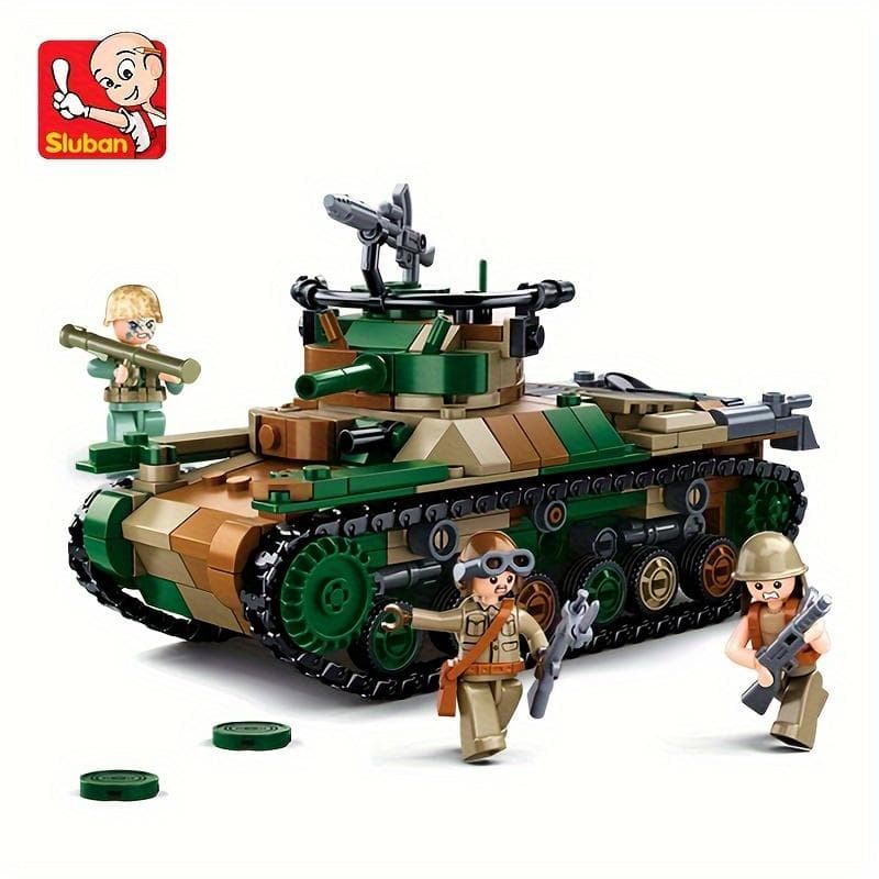 563pcs Sluban 1107 Medium Military Tank Model Building Block Toys 97 Medium Chariot Children Diy Bricks Toy M38-B1107