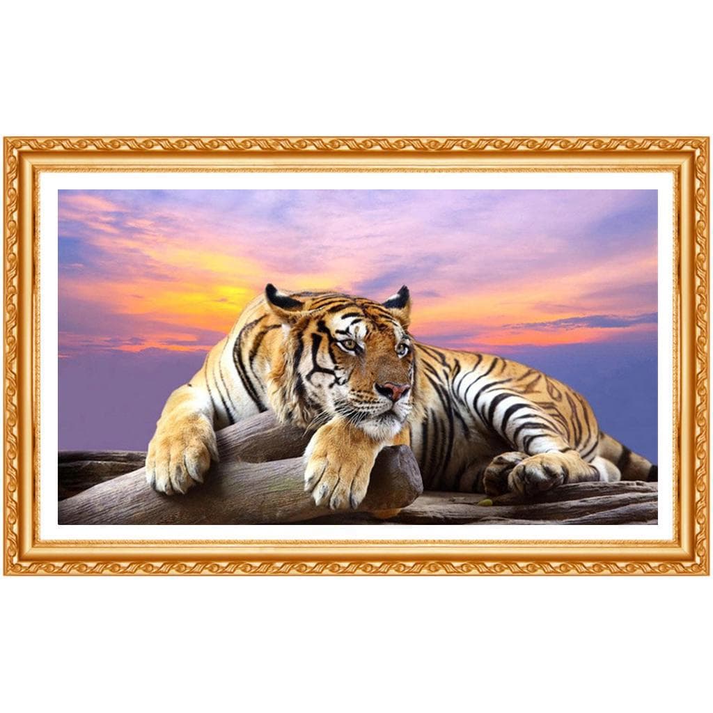 5D DIY Diamond Painting Tiger Crystal Cross Stitch Tiger King of The Forest Needlework Home Decor 20X30CM