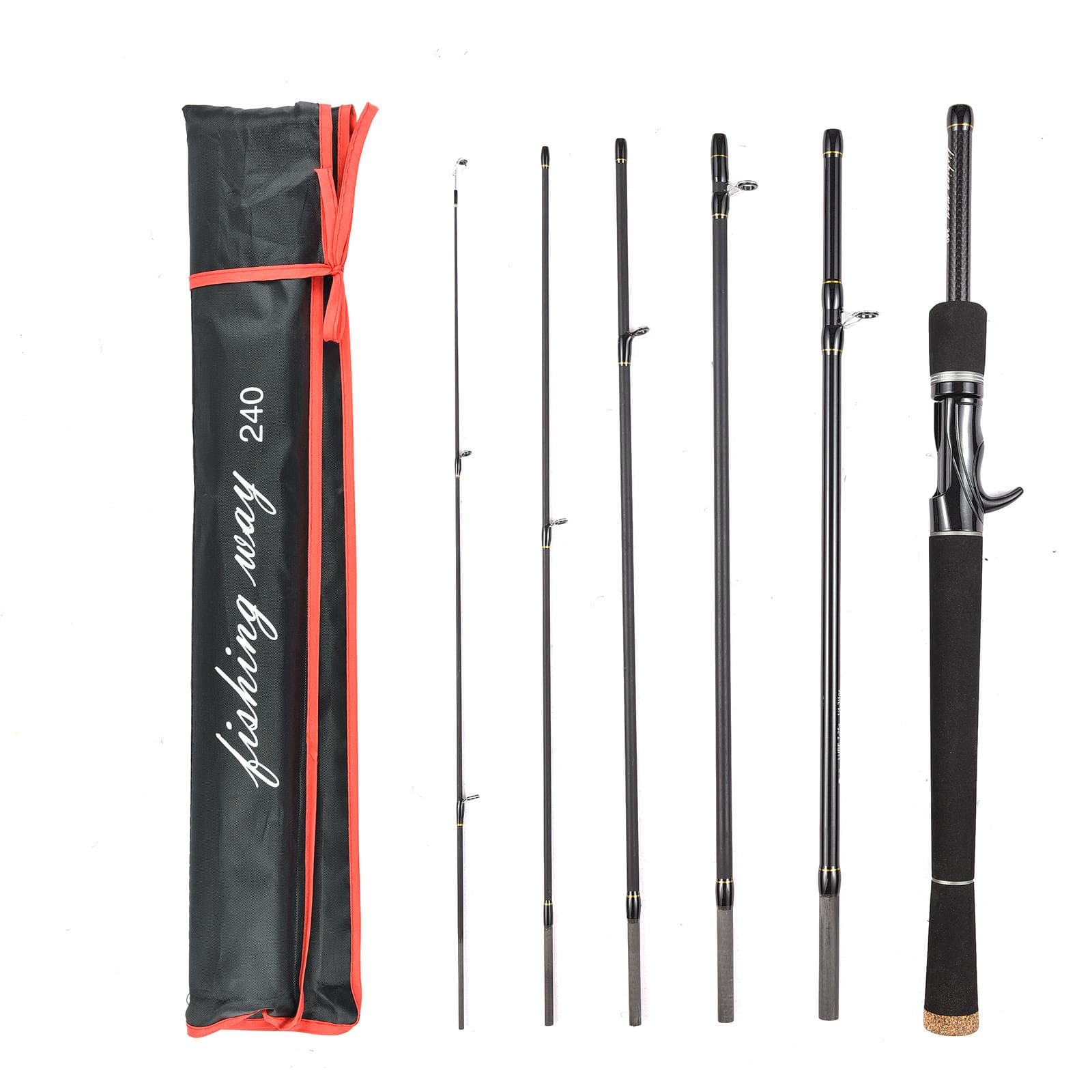 6 Piece Fishing Pole Ultralight Spinning/Casting Rod Travel Fishing Rod with Storage Bag casting rod 2.4m