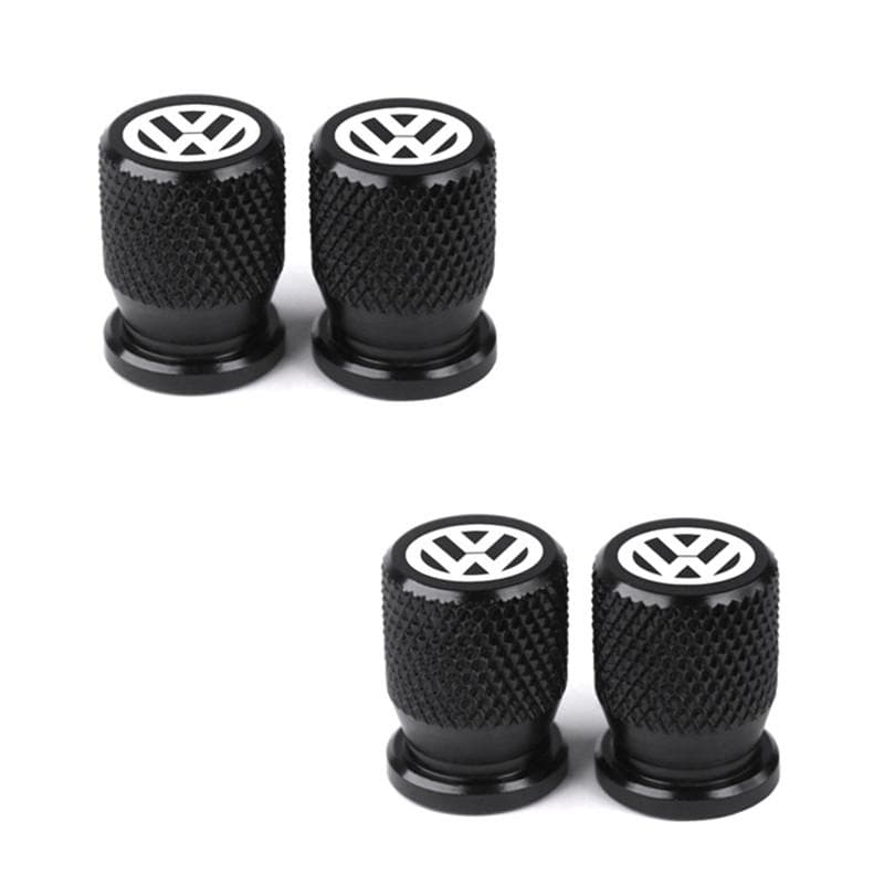 For VOLKSWAGEN VW 4pcs Car Wheel Tire Valve Caps Aluminum Airtight Covers Badge Emblem for VW Volkswagen Golf Polo Passat Tiguan black