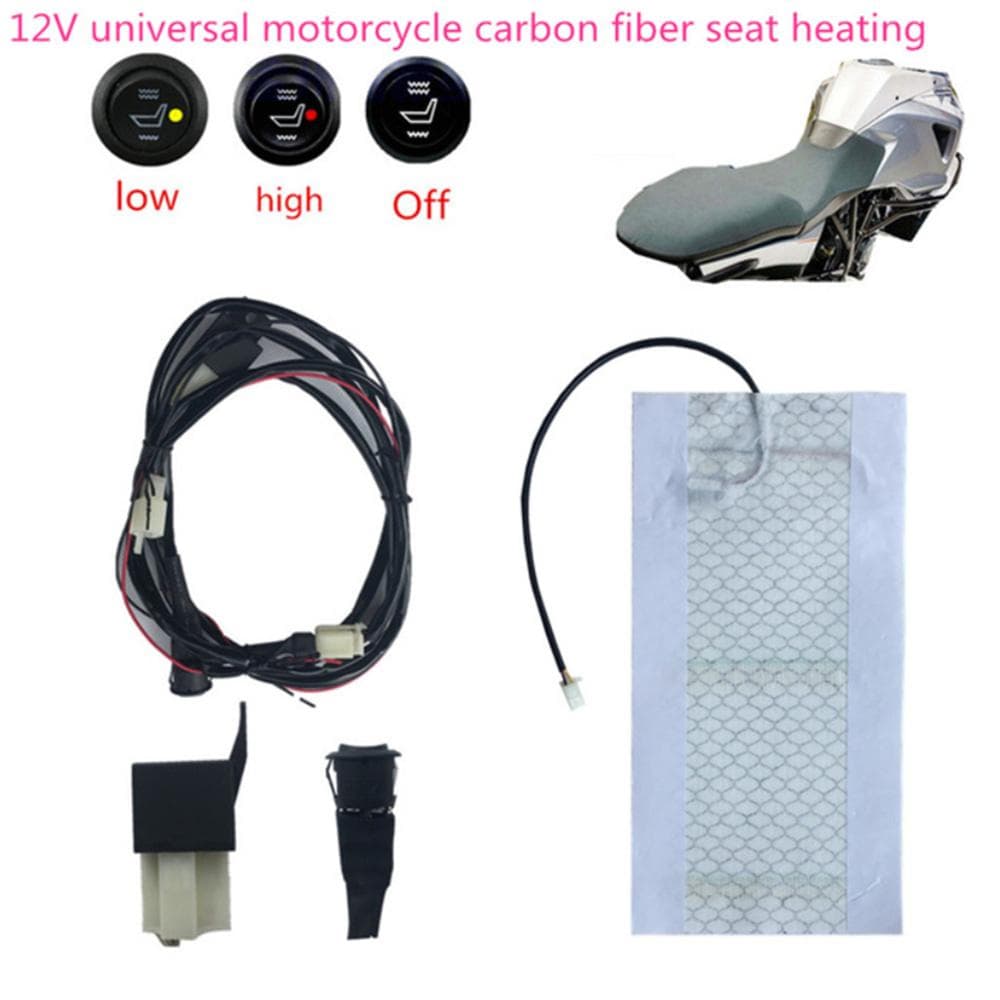 12V Universal Motorcycle ATV E-Bike Carbon Fiber Waterproof Seat Heating Pad x1