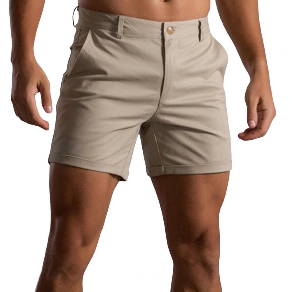 Men Summer Cargo Shorts Mid-rise Button Zipper Fly Pockets Shorts Solid Color Straight Leg Casual Short Pants Streetwear XXXL khaki