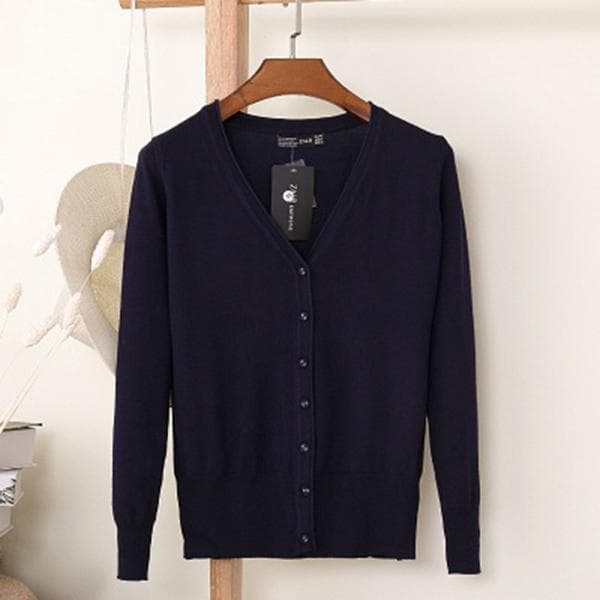 Women Spring and Autumn Casual Long Sleeve Cardigan Knitwear M black