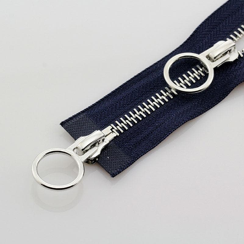 5# 70/90cm Double Circle Sliders Metal Open Tail Auto Lock Zipper For Long Down Jacket Coat DIY Sewing Handcraft Accessories 70cm Dark blue
