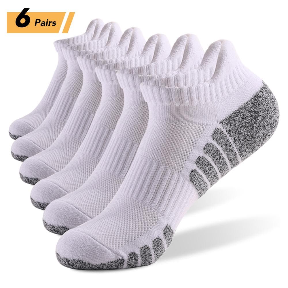 6 Pairs Sports Ankle Socks Athletic Low-cut Socks Thick Knit Autumn Winter Socks Breathable Quick Dry Socks Wear-resistant Lightweight Anti-skid M white