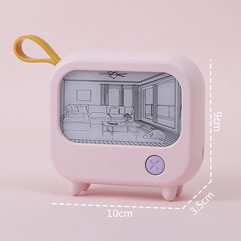 TV Painting Night Light Led Cute Child Learning Table Lamp Room Home Decoration Atmosphere Lighting Mini Desktop Birthday Gift pink