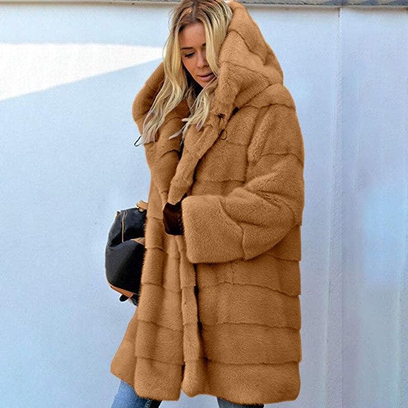 Women Mink Coats Female Mink Fur Coat Genuine Long Fur Coat Ladies Winter Clothes Oversize Imitation Fur Coats XXXXL camel