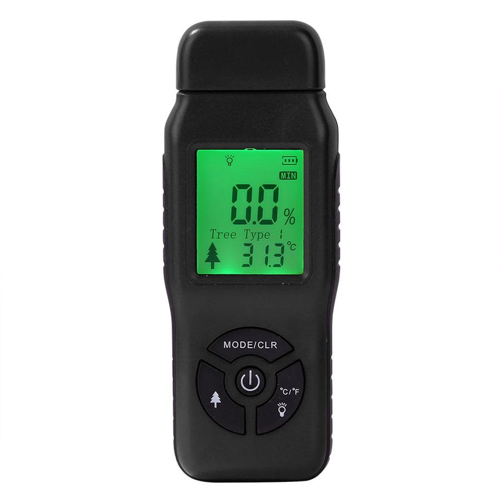 Digital Wood Moisture Meter LCD Display with Backlight Timber Humidity Tester Moisture Content black