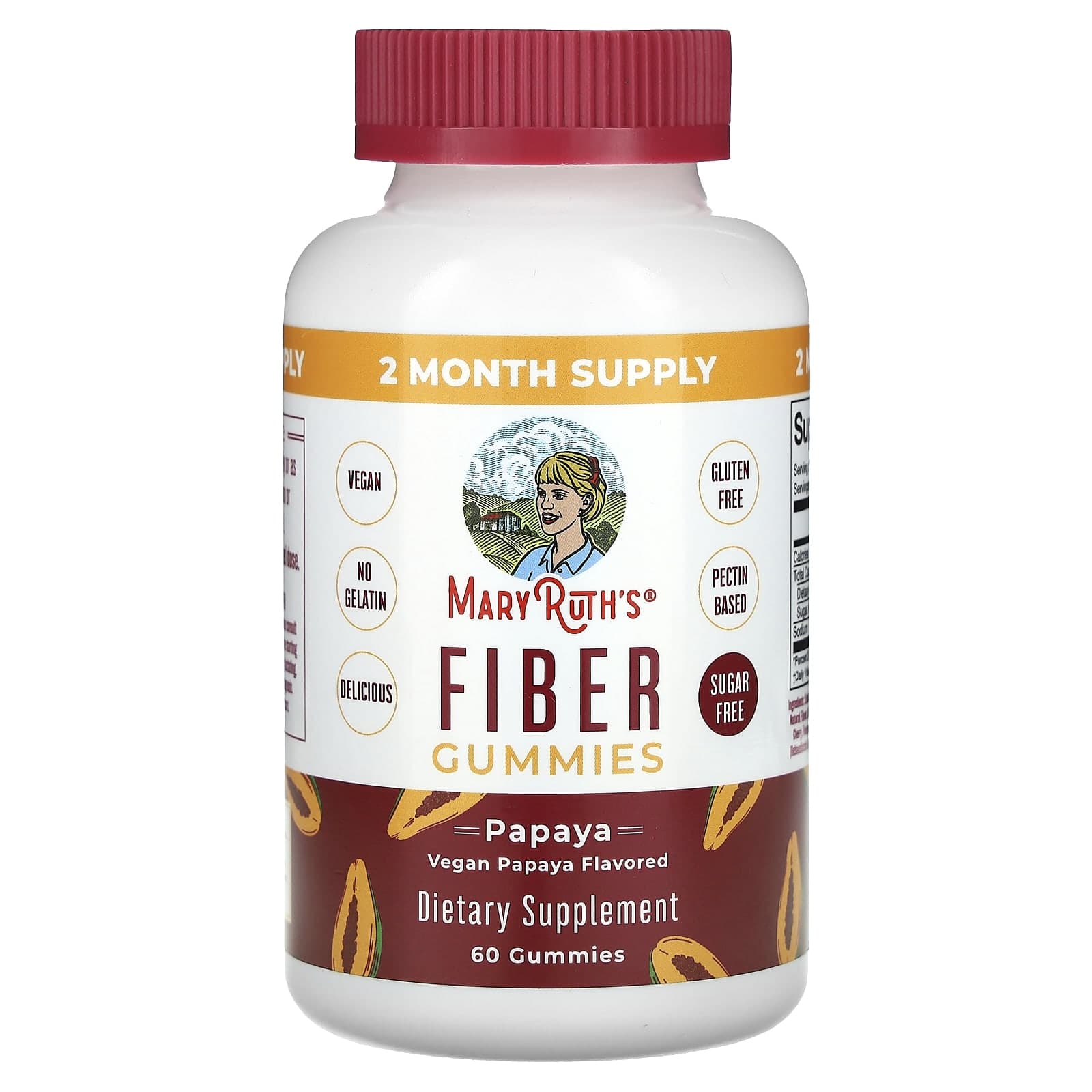 MaryRuth's, Fiber gummies, papaya, 60 gummies