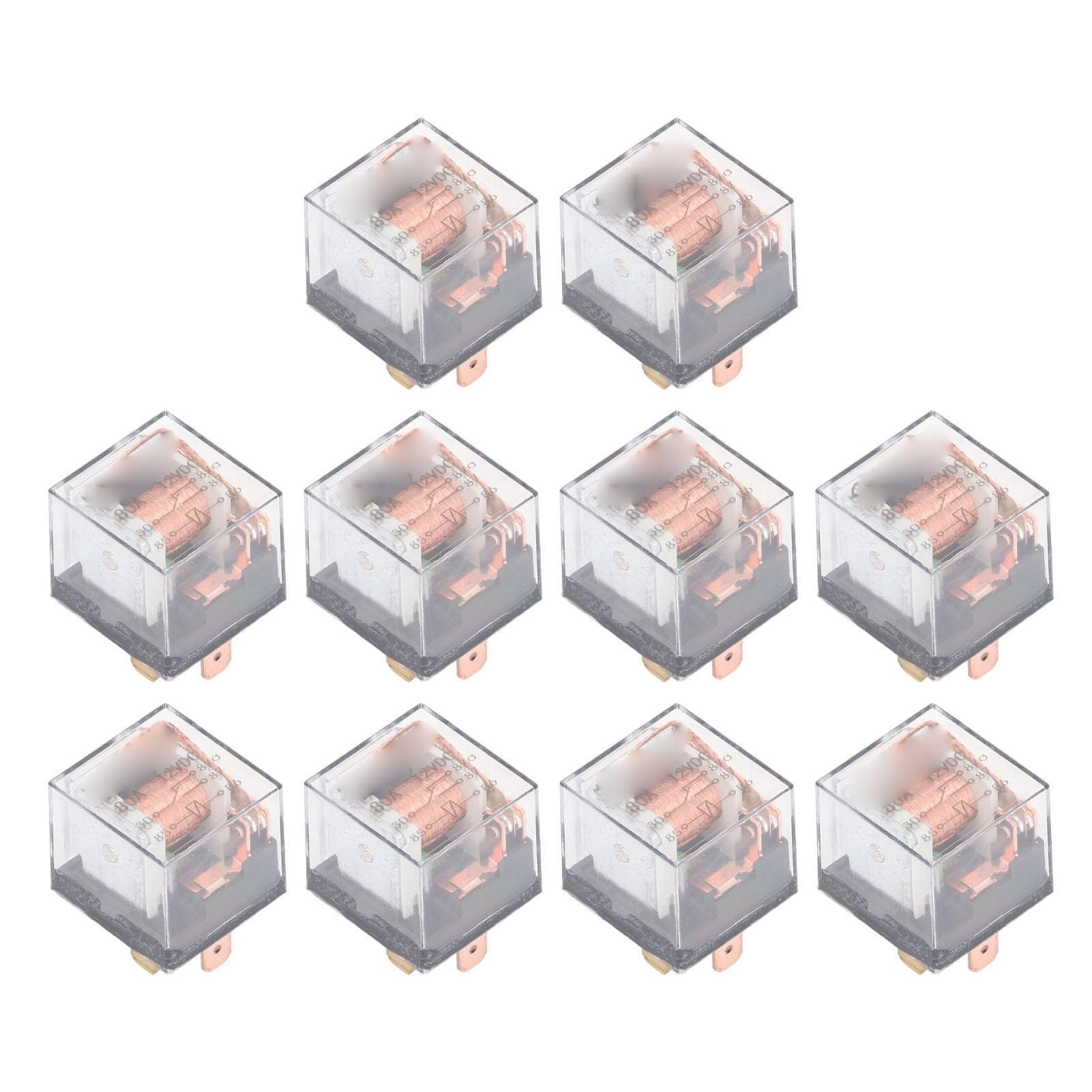 10 Pcs Waterproof Automotive Relay 80A 5 Pin SPDT Universal Car Relay Switch DC12V With Indicator