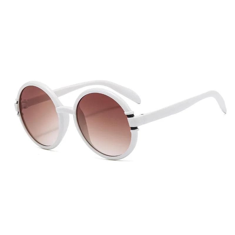 Retro Round Sunglasses Men Women Designer Plastic Frame Oversized Trendy White Brown Gradient Eyewear Shades As Picture