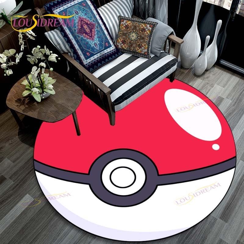 Living Room Carpet Pikachu Cartoon Pokemon 3D Round Mats for Coffee Table Home Kids Floor Rug Covering Anti-Slip  Area Rug 80cm
