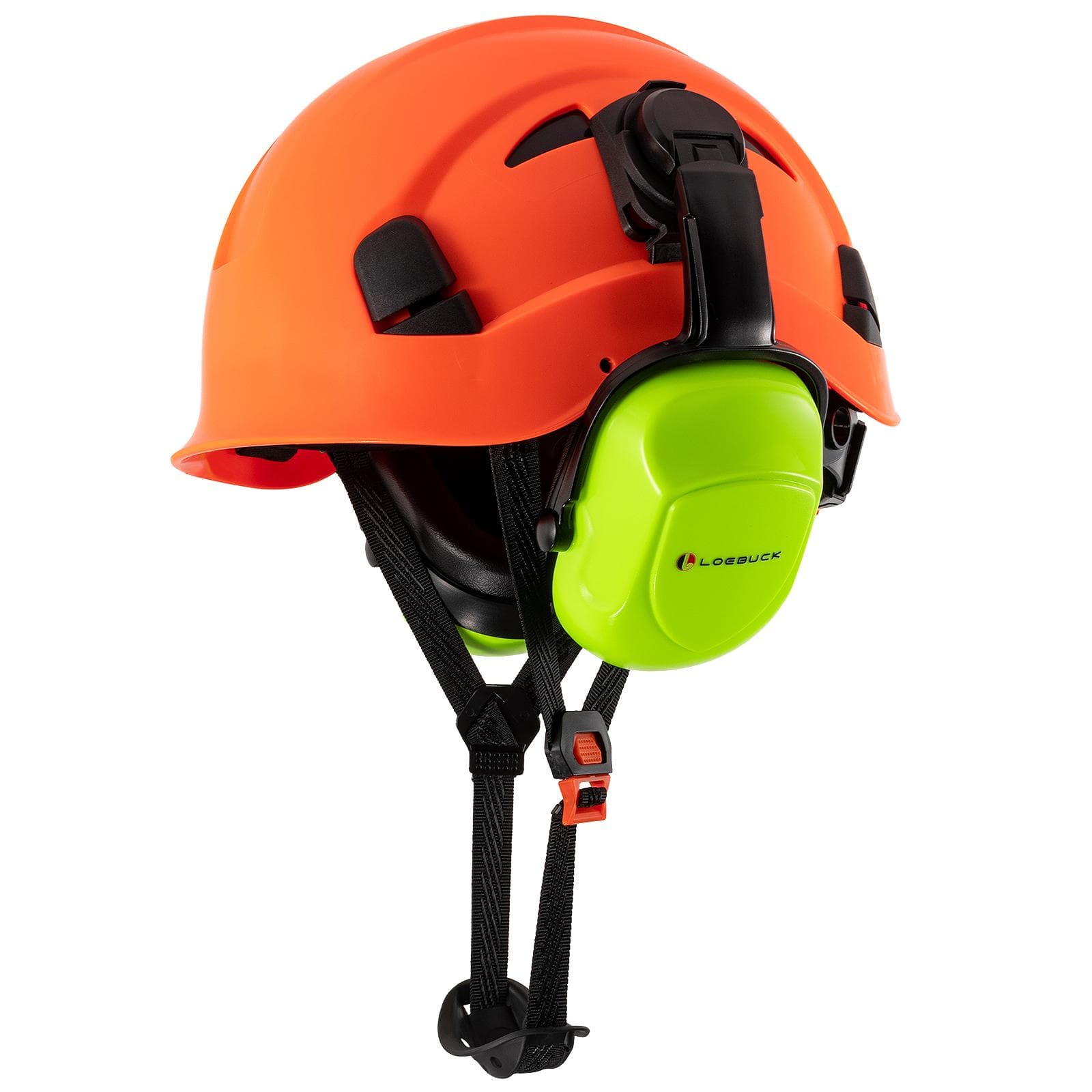 LOEBUCK American style construction work safety helmet with goggles and noise-reducing industrial protective soundproof earmuffs Hard hat Orange