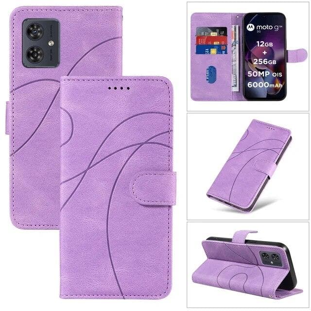 For Motorola Edge 40 Neo Curved Lines Flip Magnetic Cards Solt Wallet Leather Phone Case for Moto Edge40 5G 40NEO Book Kickstand Holster Bag For MOTO edge 40 5G purple