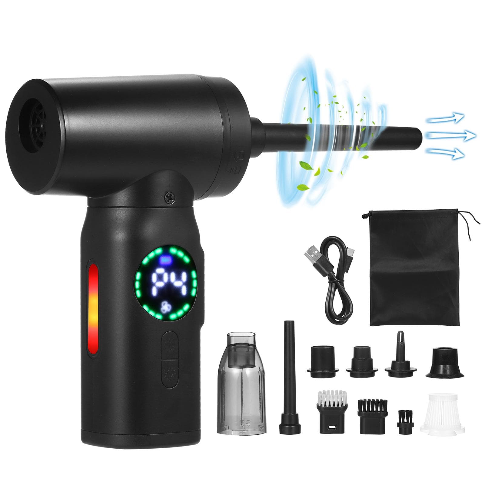 Geevorks Compressed-Air-Duster--Cleaner With Digital Screen Brushless Motor, 120W 110000RPM black