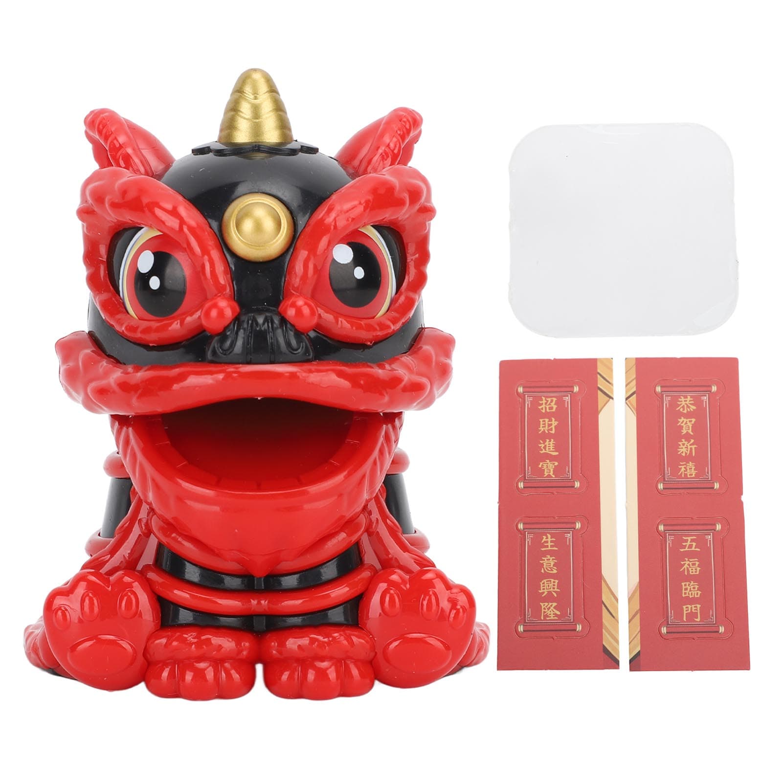 Solar Wake Lion Ornament Automatic Nodding Bring Luck Fortune Waking Lion Decoration for Car Home black