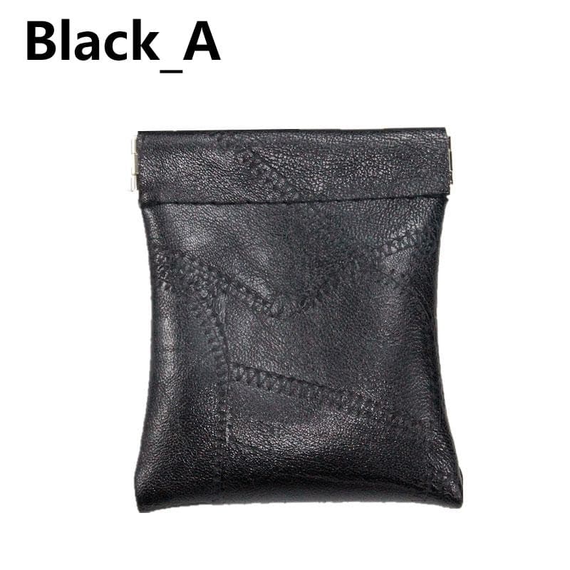 1PC Coin Pouch Money Bag PU Leather Mini Small Wallet Coin Purse Solid Color Card Holder black