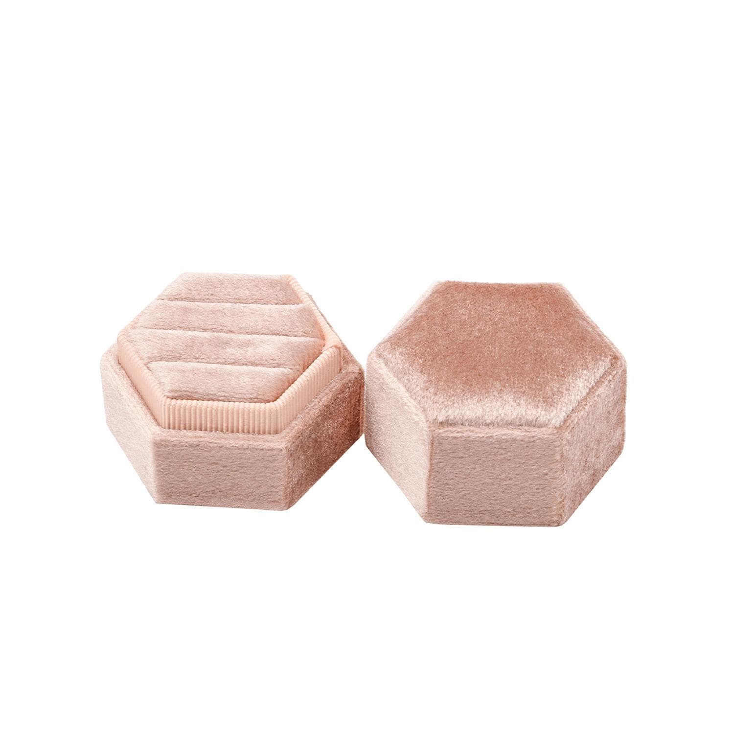 Velvet Ring Box, Hexagon 3 Slots Triple Slot Ring Box, Wedding Day Ring Box For Wedding Ceremony Wedding Ring Holder Ring Box 3 Grids gold