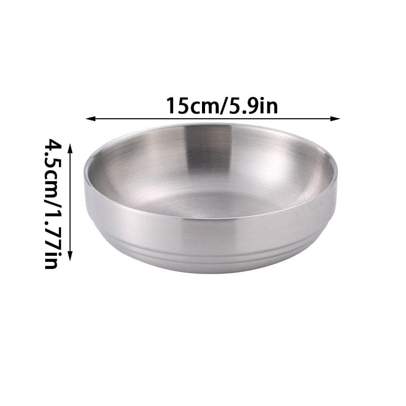 Stainless Steel Bowl Mini Bowls and Plates Butter Dish Cheese Plate Dessert Plate Fruit Bowl 15cm silver