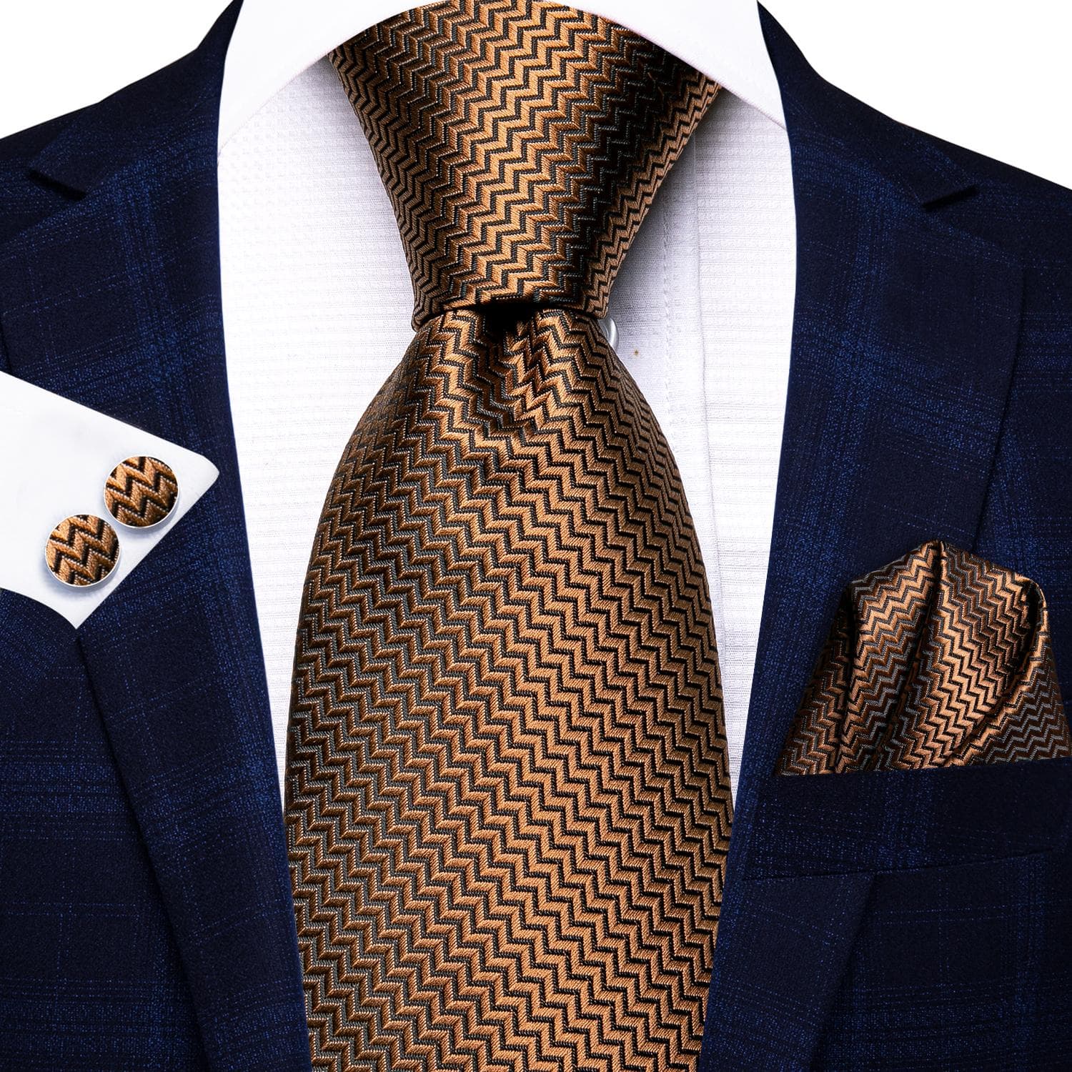 Hi-Tie New Fashion Mens Tie Business Necktie Hanky Cufflinks Tie Set N-3800