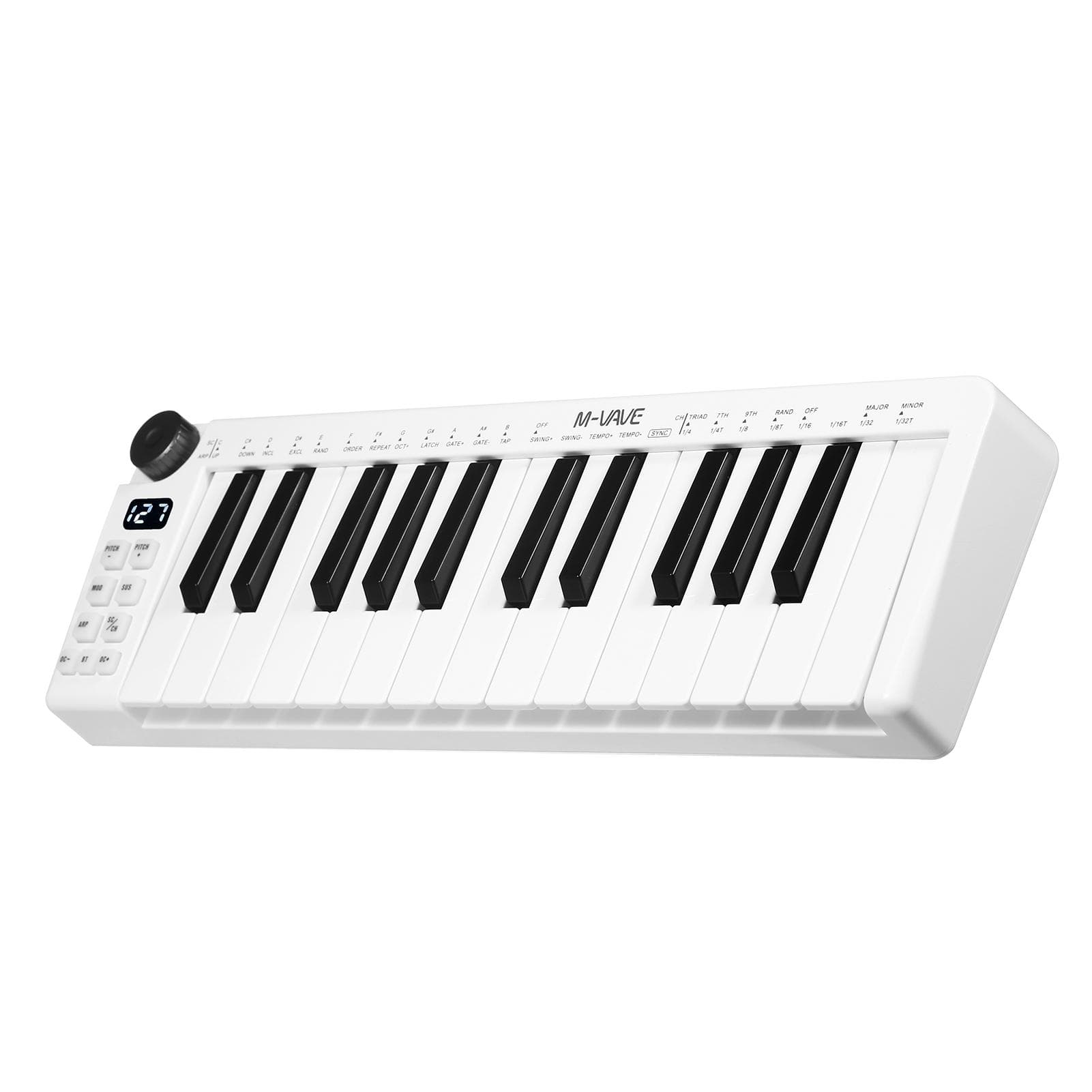 M-VAVE SMK-25mini MIDI Keyboard Rechargeable 25-Key MIDI Control Keyboard Mini Portable USB white