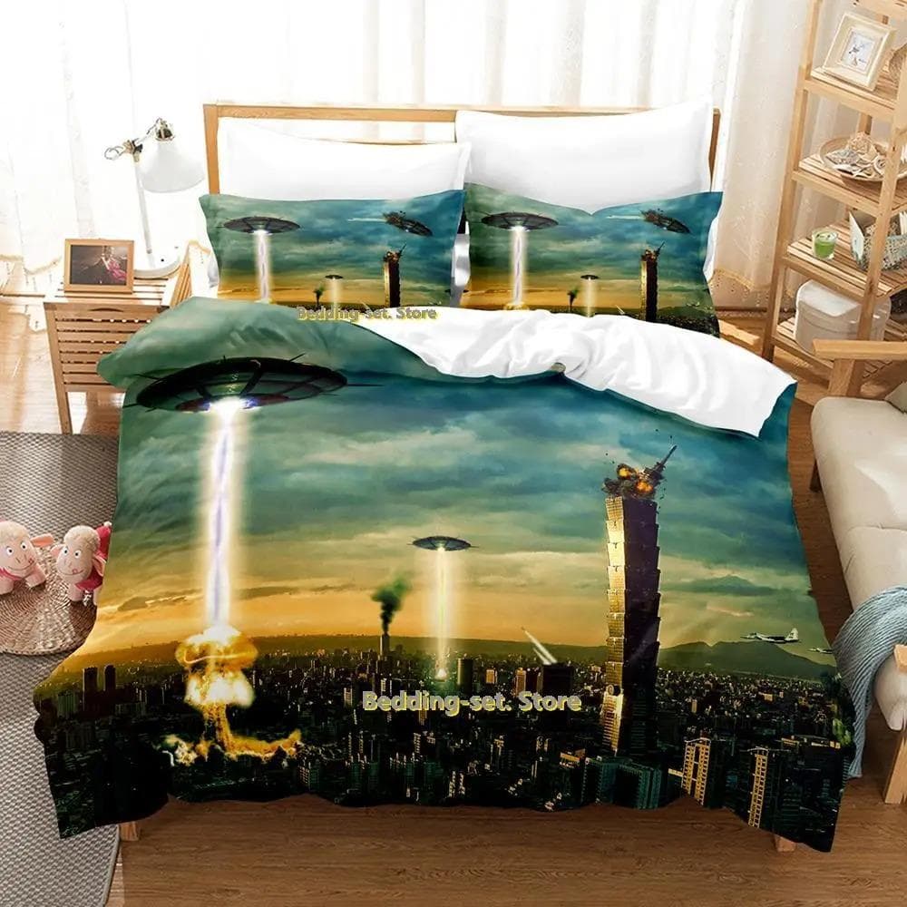 New Sci Fi Battle Bedding Set Single Twin Full Queen King Size Bed Set Adult Kid Bedroom Duvetcover Sets Anime parure de lit Bed 70x133cm 2pcs