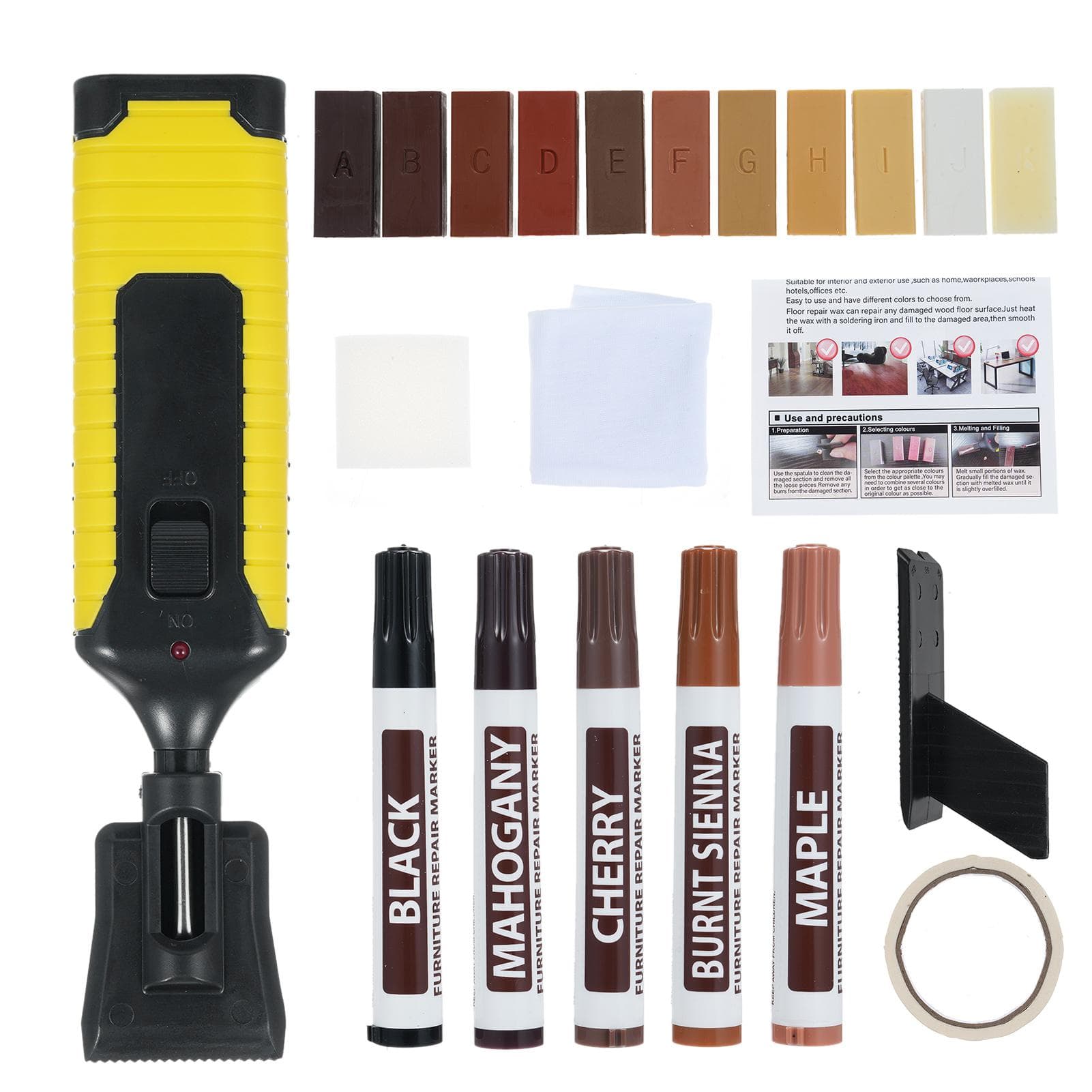 Hardwood Floor Repair Kit Laminate Vinyl Floor Repair Kit with 11 Colors Restoration Block Restore multicolour
