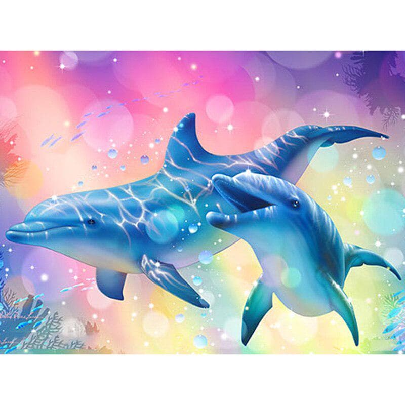 Full Round Drill Diamond Embroidery Blue Dolphin 5D DIY Diamond Painting Cross Stitch Rhinestone 20X30CM