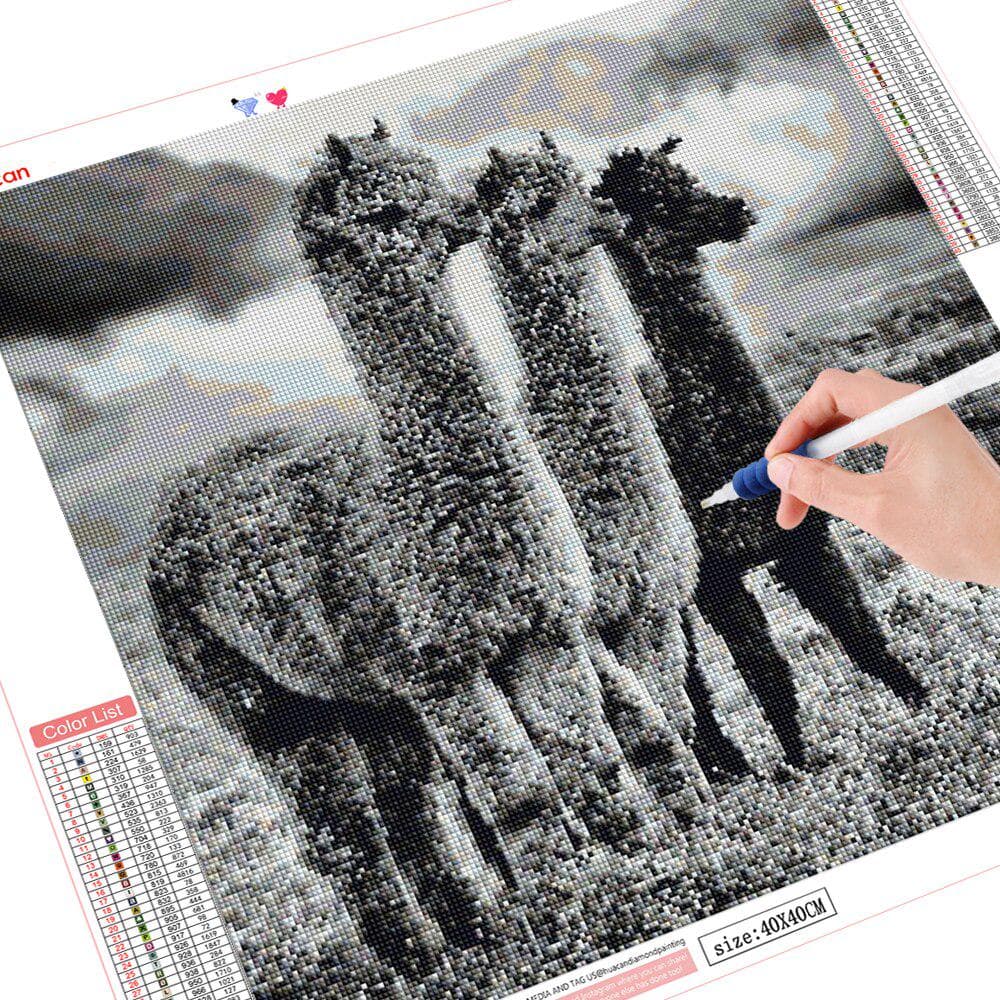 5D Diamond Painting Full Round Alpaca DIY Diamond Art Embroidery Animal Handmade 30x30CM
