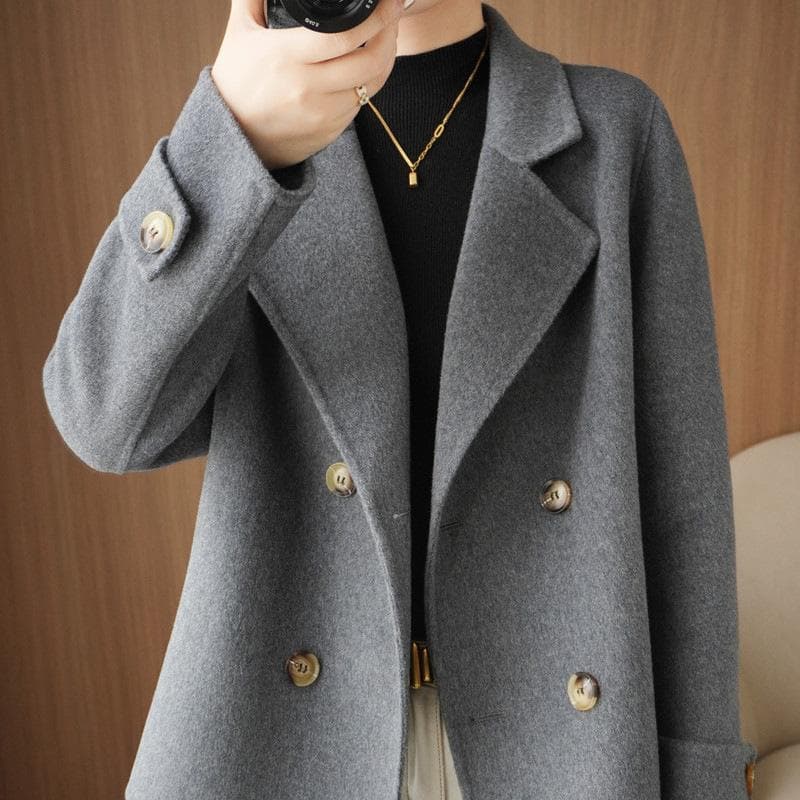 Loose Woolen Cardigan Coat Short Suit Collar Woolen Jacket M