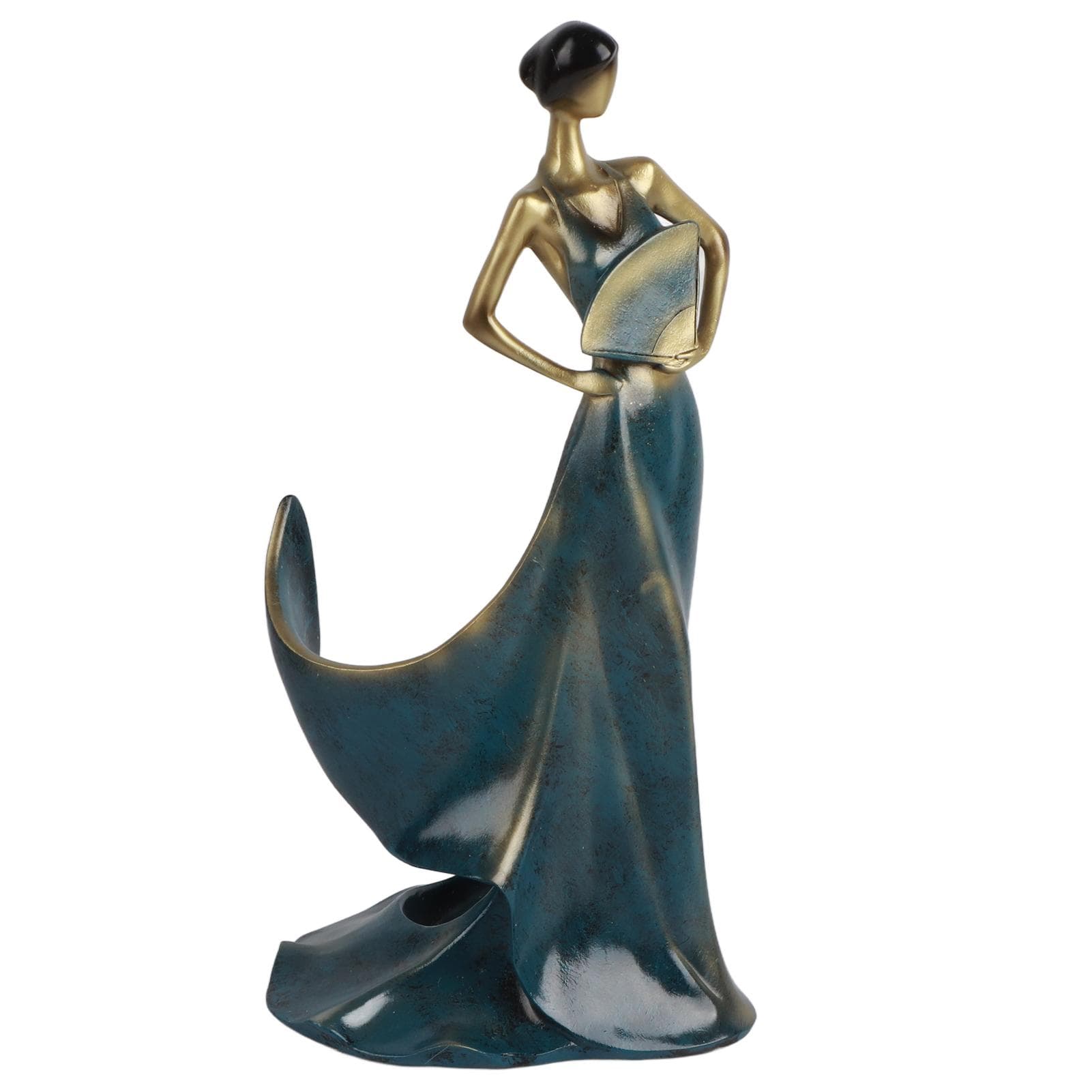 Dancing Girl Figurines Wine Holder Statue Synthetic Resin Wine Bottle Rack Stand for Bar Counter blue