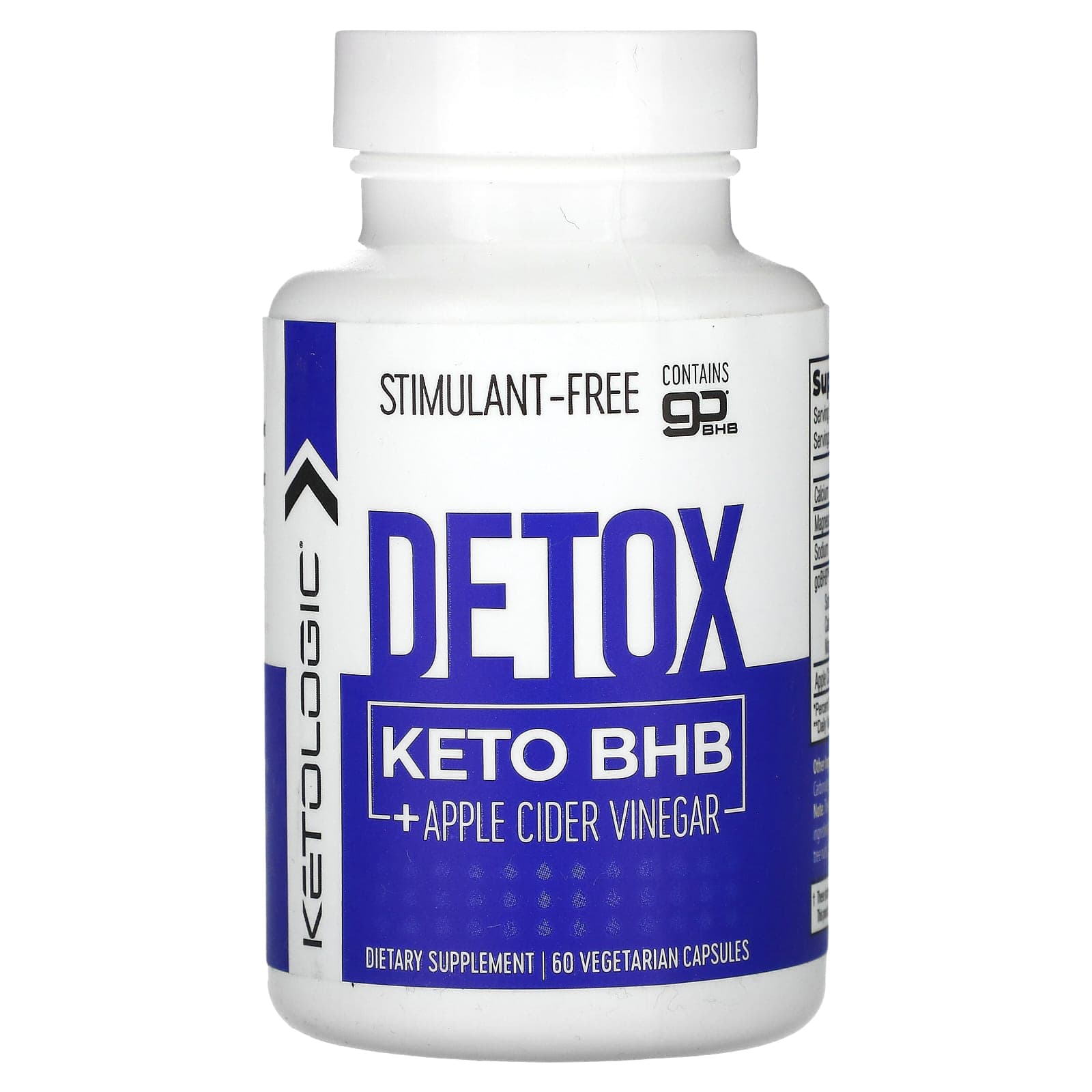 KetoLogic, Detox Keto BHB + Apple Cider Vinegar, 60 Veggie Capsules