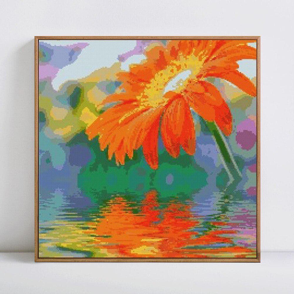Diamond Embroidery Flower And Lake Landscape Full Round Mosaic Scenic Diamond Painting Cross Stitch 30x30CM