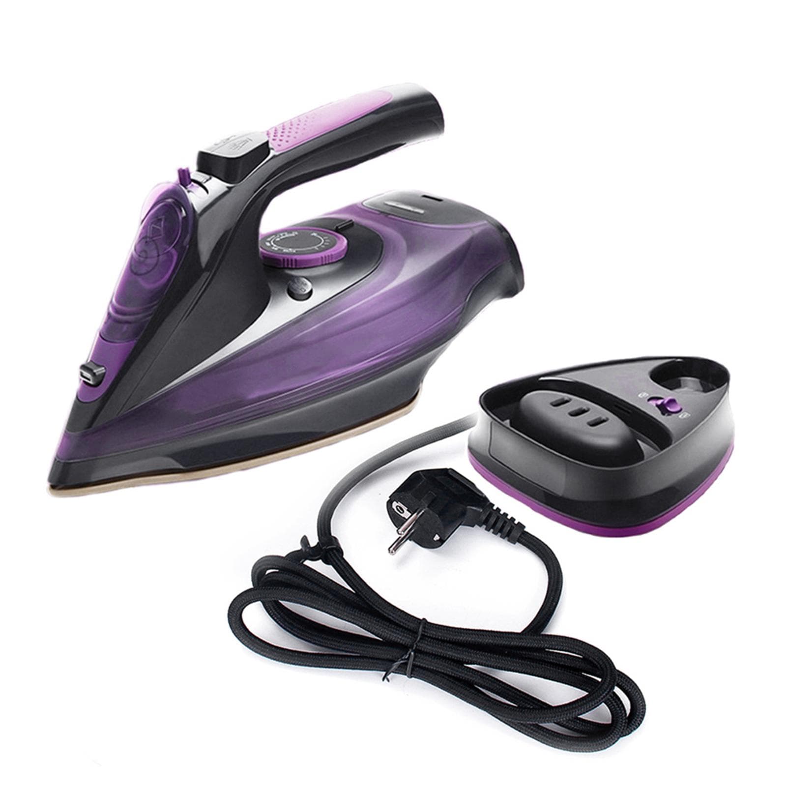 Cordless Iron,Steam Iron 2400W,Lightweight Portable Steam-Dry Iron for Clothes,Non-Stick Soleplate purple