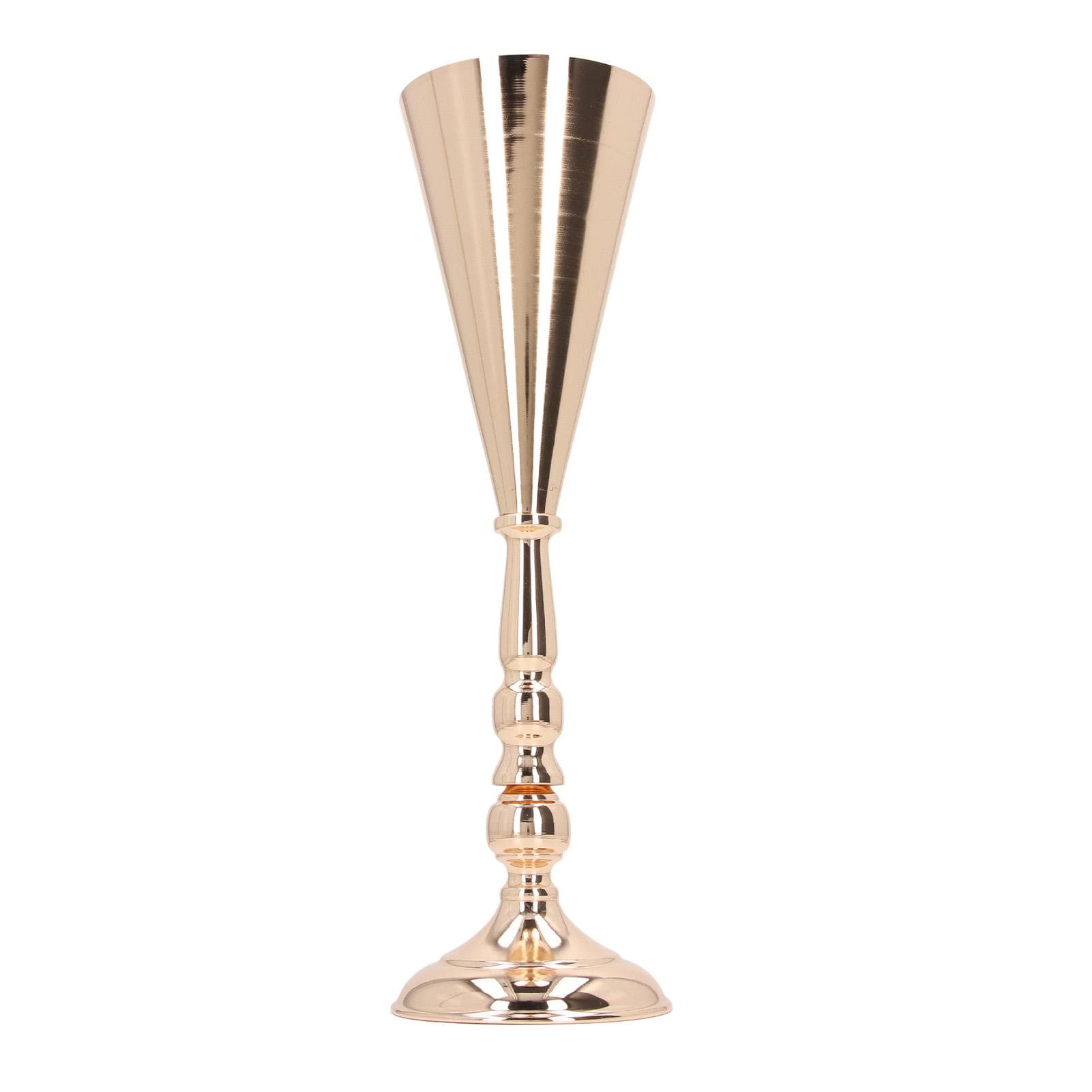 Golden Iron Vase European Style Exquisite Decorative Vintage Flower Vase for Wedding Hotel Party 12x42cm / 4.7x16.5in