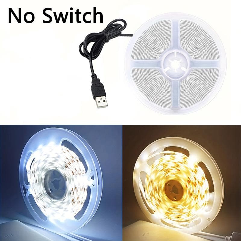 5V USB LED Strip Light White/Warm White – Flexible SMD 2835 Tape, Cuttable & Self-Adhesive for TV Backlight Cabinet Home Lighting 5M warm white