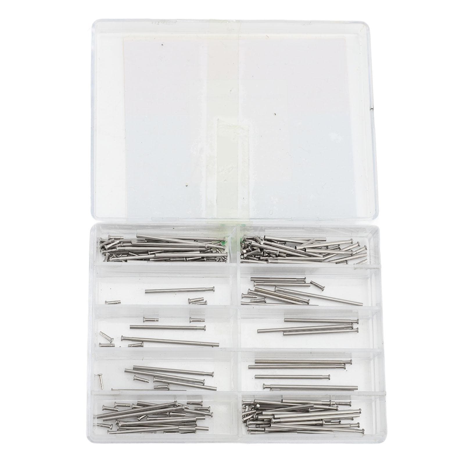 100 Sets Stainless Steel Watch Pins Friction Strap Pressure Bars with Rivet Ends Watch Repair Tools