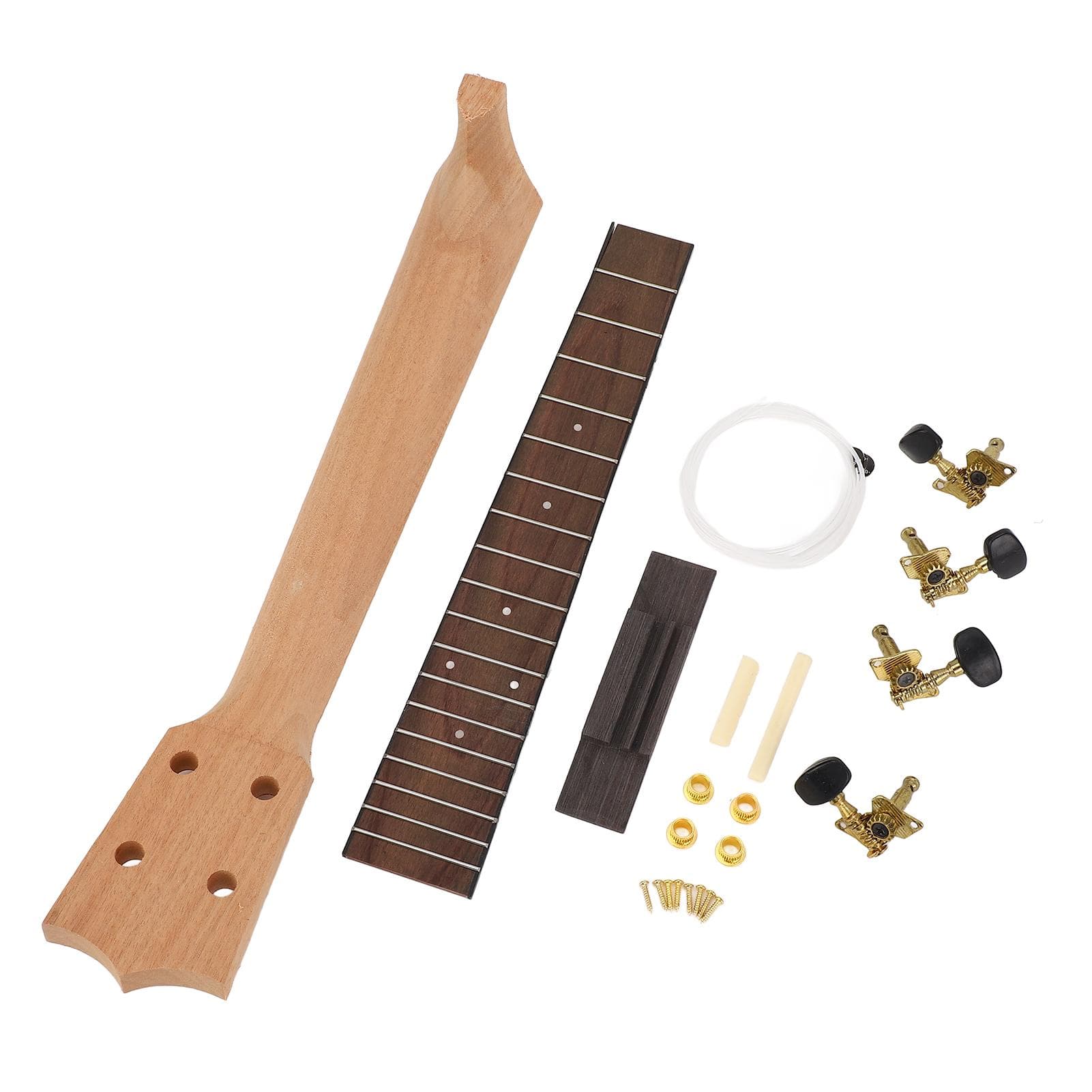 Ukulele Neck Kit Ukulele Neck Rosewood Fingerboard String Knob and Bridge Set for Handcraft