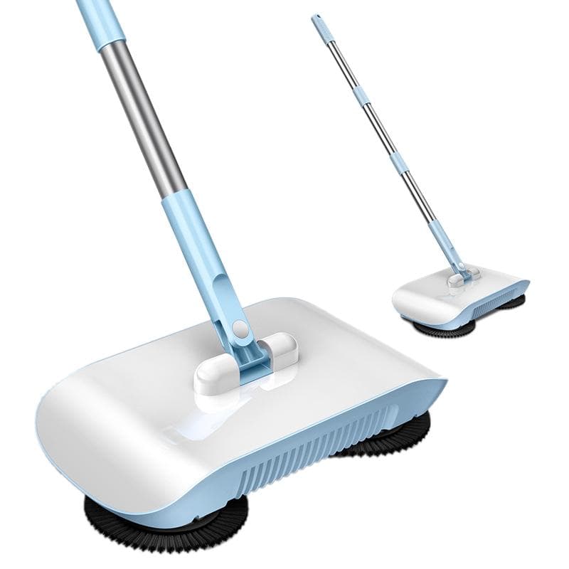 2 in 1 Vacuum Broom High Efficiency Powerful Manual Vacuum Cleaner Hand Push Sweeper Mop Cleaning blue