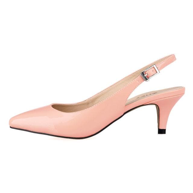 Women Pumps Patent Leather Low High Heels Sexy Buckle Sandals Work Party Wedding Stilettos Shoes shoe 9 pink