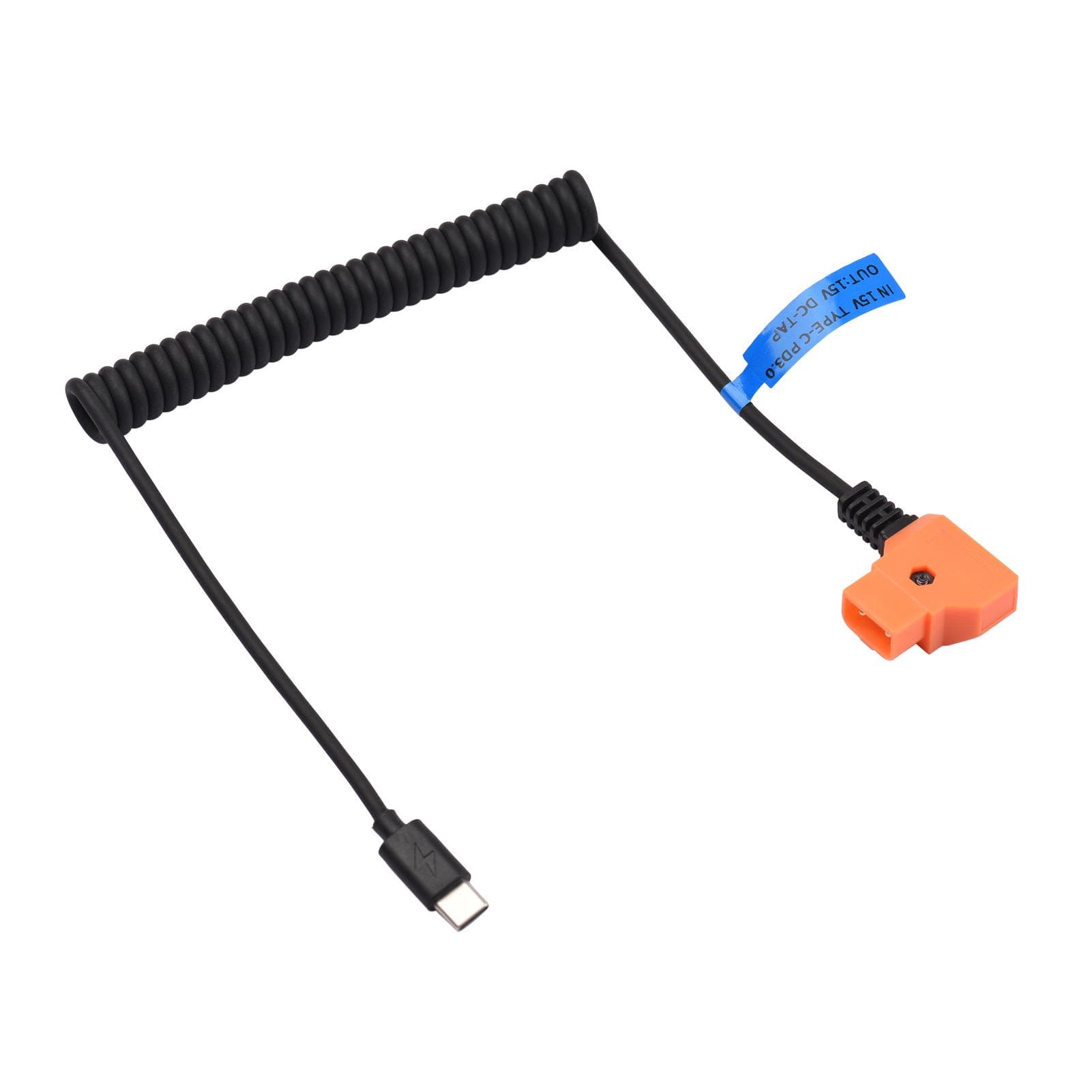 15V PD3.0 USB Type-C Male to 15V D-Tap Male Connector Power Cable for V-mount Battery black