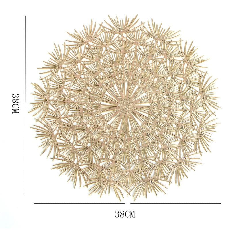 Placemat Elegant Tablemats Dandelion Flower Shape Placemats PVC Place Mats For Kitchen Dining Table Holiday Party gold