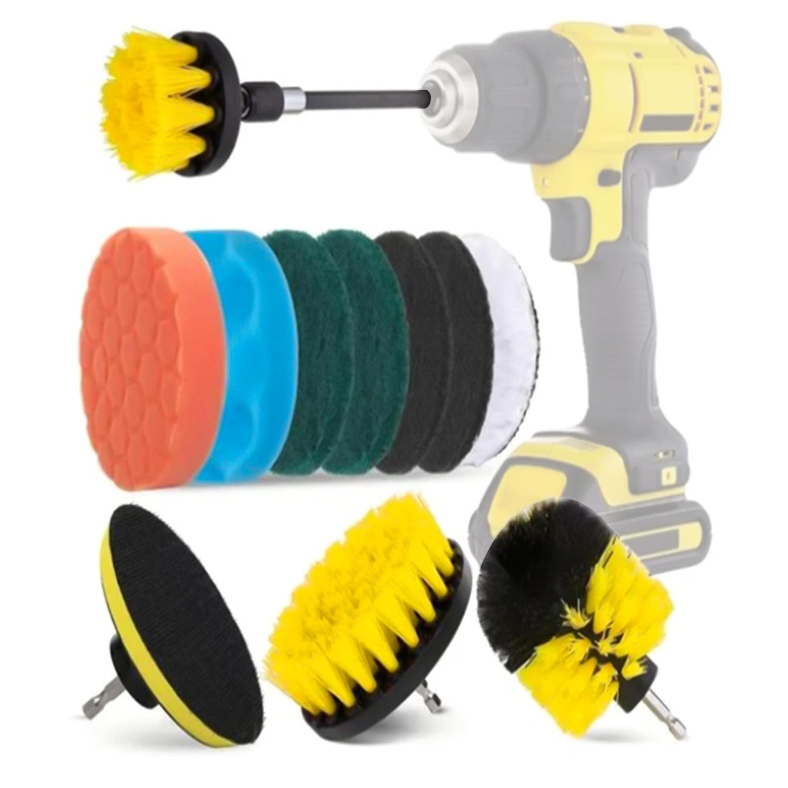 12PCS Multifunctional Drill Brush Cleaning Set with Scrubber Brush Scouring Pad Replacement for multicolour